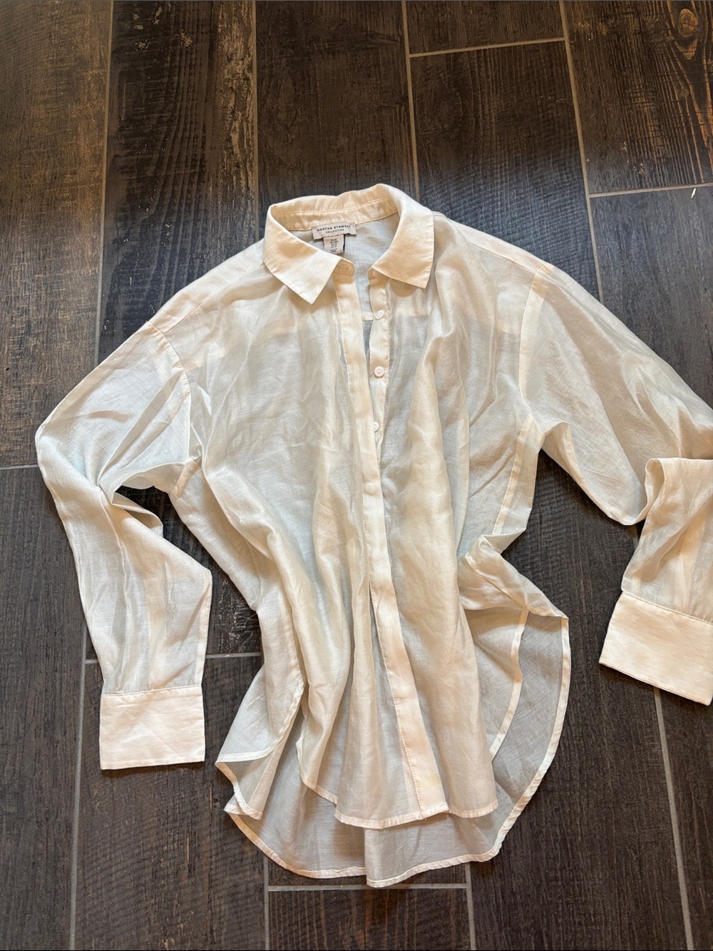 Martha Stewart Cream Button-Down Linen Shirt for Men